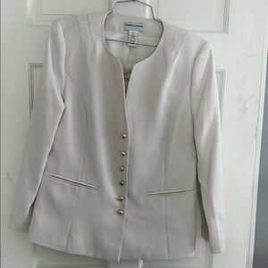 Draper &Damon petite Ivory Button-Front Women's 2 pc suit Jacket &skirt